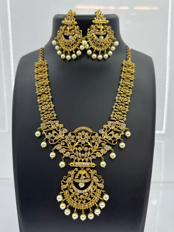Regal_Antique_Finish_Bridal_Temple_AD_Necklace_Set_with_Pearl_Accents