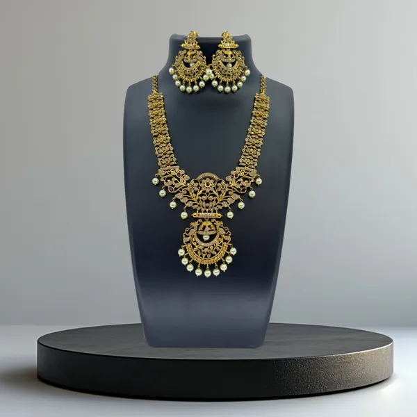 Regal_Antique_Finish_Bridal_Temple_AD_Necklace_Set_with_Pearl_Accents