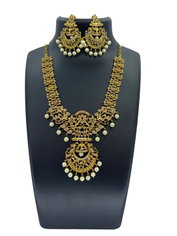 Regal_Antique_Finish_Bridal_Temple_AD_Necklace_Set_with_Pearl_Accents