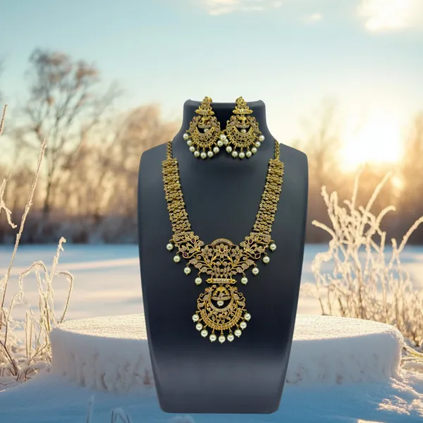 Regal_Antique_Finish_Bridal_Temple_AD_Necklace_Set_with_Pearl_Accents