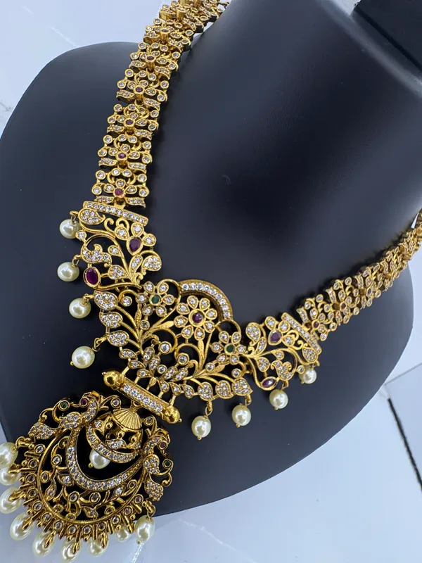Regal_Antique_Finish_Bridal_Temple_AD_Necklace_Set_with_Pearl_Accents
