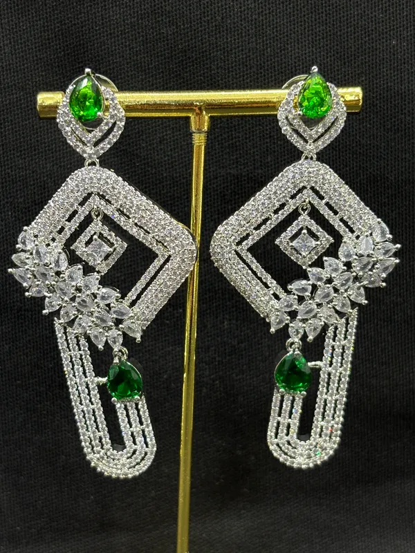 Dark_Green_American_Diamond_Stone_Earring_Set_For_Women