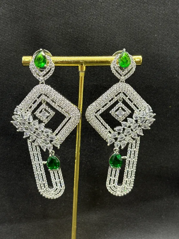 Dark_Green_American_Diamond_Stone_Earring_Set_For_Women