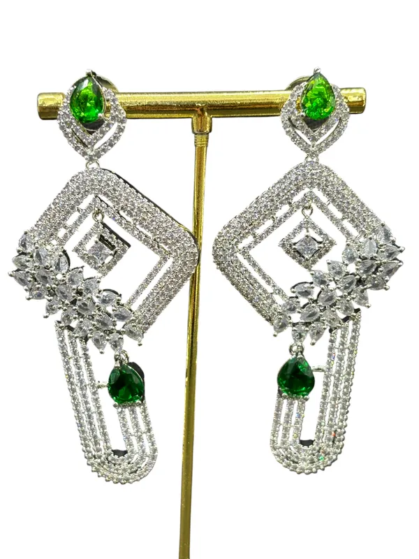 Dark_Green_American_Diamond_Stone_Earring_Set_For_Women