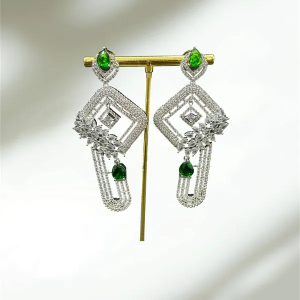 Dark_Green_American_Diamond_Stone_Earring_Set_For_Women