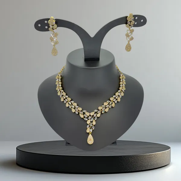 Elegant_Vine_Leaf_CZ_Diamond_Necklace_Set