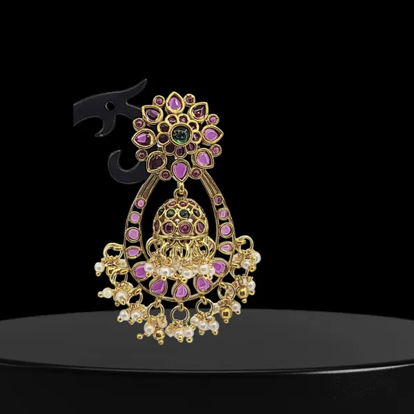 Kundan_Floral_Chandbali_Jhumka_Earrings