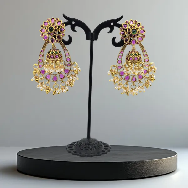 Kundan_Floral_Chandbali_Jhumka_Earrings
