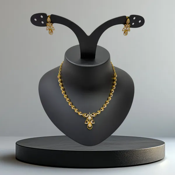 Matt_Gold_American_Diamond_Stone_Necklace_with_Earring_Set_For_Women
