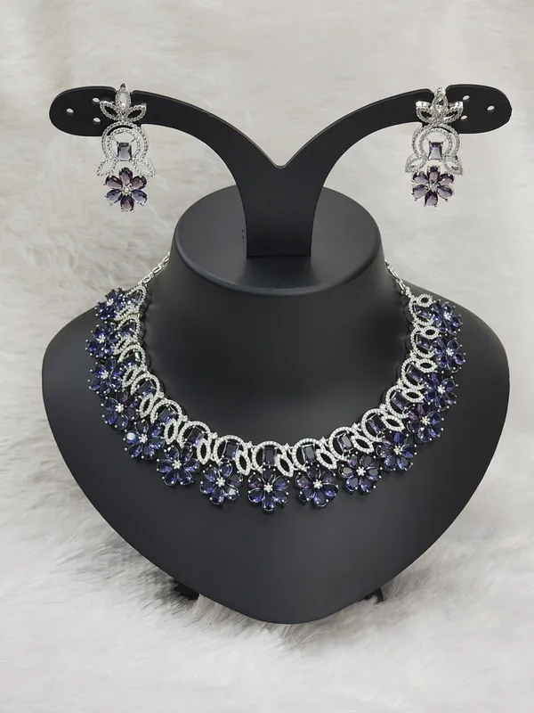Mattte_Purple_American_Diamond_Stone_Necklace_with_Earring_Set_For_Women