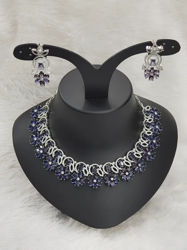 Mattte_Purple_American_Diamond_Stone_Necklace_with_Earring_Set_For_Women