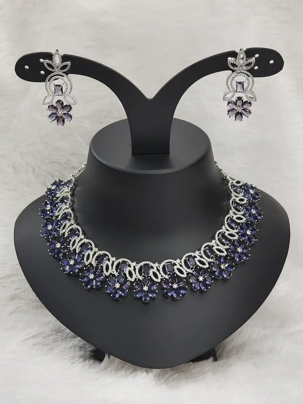 Mattte_Purple_American_Diamond_Stone_Necklace_with_Earring_Set_For_Women