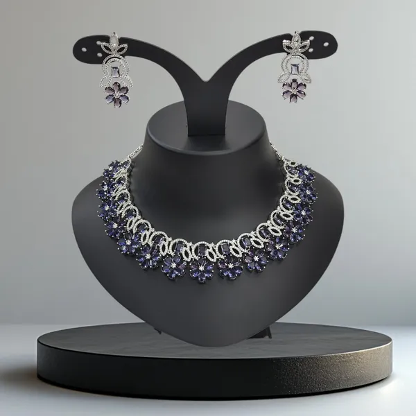 Mattte_Purple_American_Diamond_Stone_Necklace_with_Earring_Set_For_Women