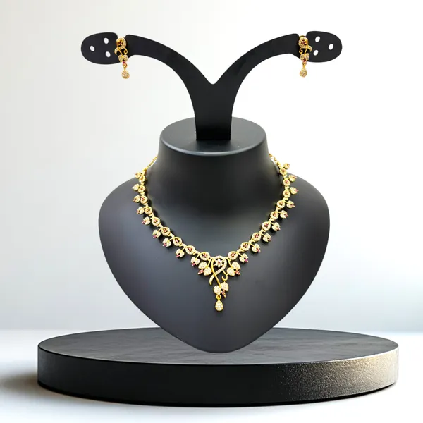 Matt_Gold_American_Diamond_Stone_Necklace_with_Earring_Set_For_Women