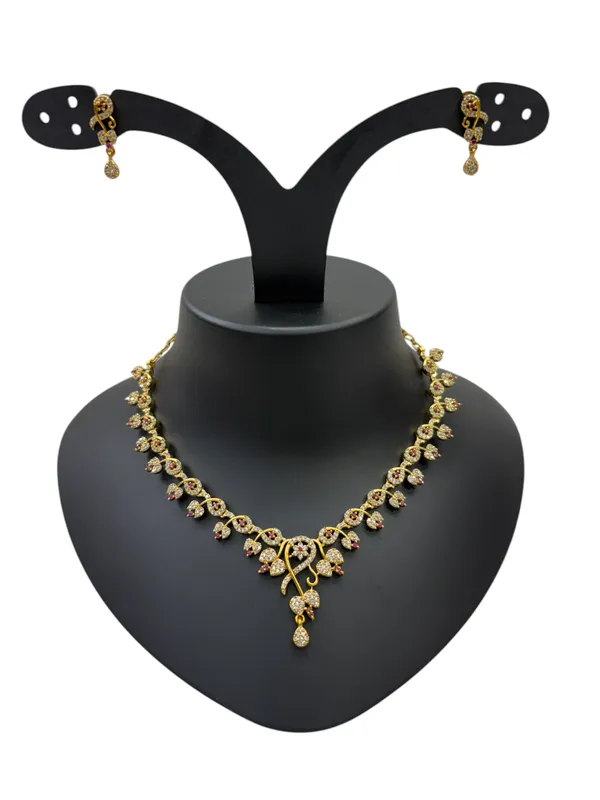 Matt_Gold_American_Diamond_Stone_Necklace_with_Earring_Set_For_Women