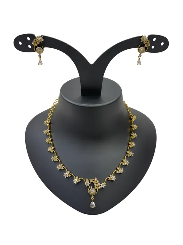 Matt_Gold_American_Diamond_Stone_Necklace_with_Earring_Set_For_Women