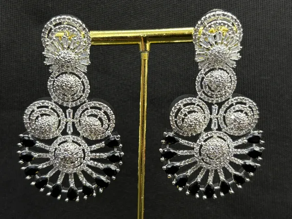 Deep_Black_Jet_American_Diamond_Stone_Earring_Set_For_Women