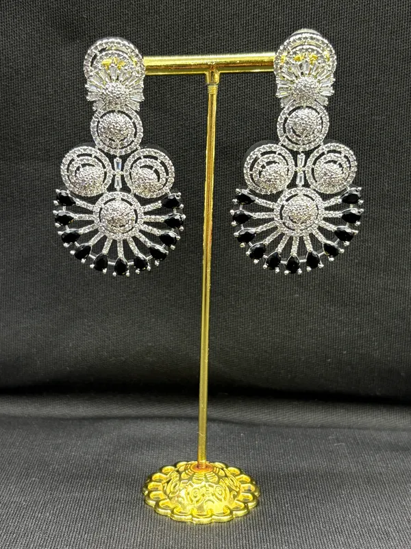 Deep_Black_Jet_American_Diamond_Stone_Earring_Set_For_Women