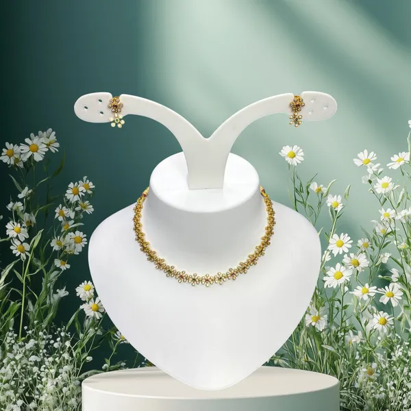 Matt_Gold_Delicate_Floral_Loop_Necklace_Set_For_Women