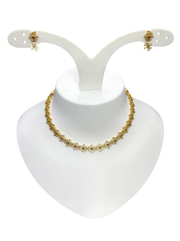 Matt_Gold_Delicate_Floral_Loop_Necklace_Set_For_Women
