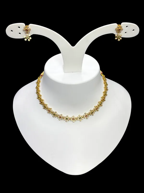 Matt_Gold_Delicate_Floral_Loop_Necklace_Set_For_Women