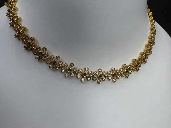 Matt_Gold_Delicate_Floral_Loop_Necklace_Set_For_Women