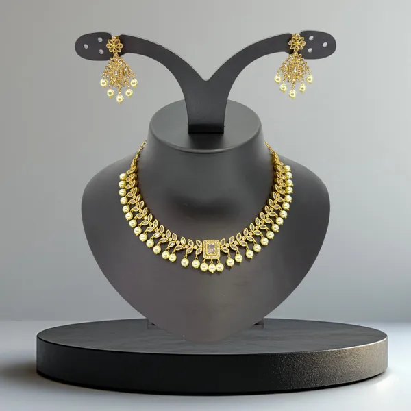 Elegant_Gold-Plated_CZ_Stone_&_Pearl_Choker_Necklace_Set