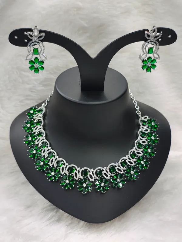 Dark_Green_American_Diamond_Stone_Necklace_with_Earring_Set_For_Women