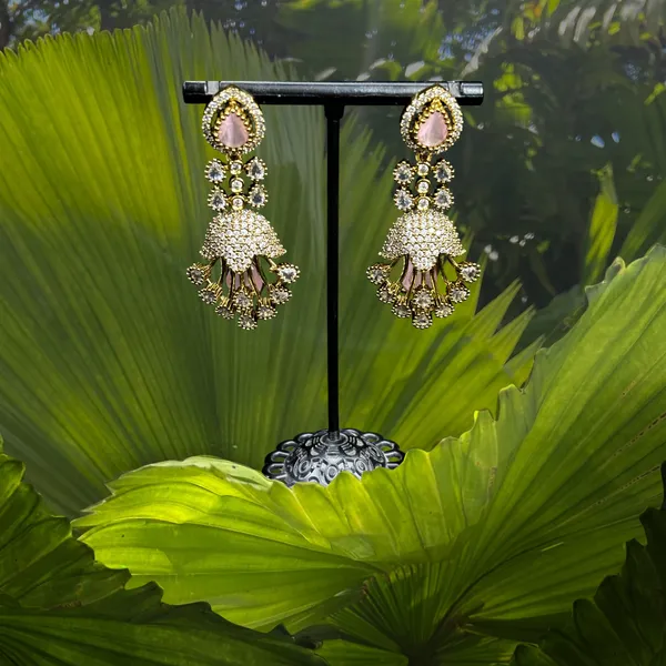 Matte_Gold_American_Diamond_Stone_Earring_Set_For_Women