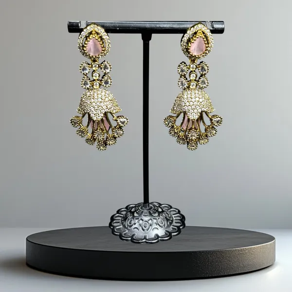 Matte_Gold_American_Diamond_Stone_Earring_Set_For_Women