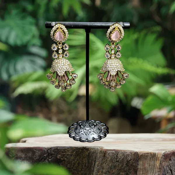 Matte_Gold_American_Diamond_Stone_Earring_Set_For_Women