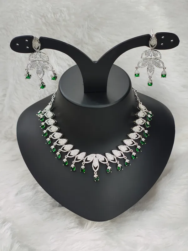 Dark_Green_American_Diamond_Stone_Necklace_with_Earring_Set_For_Women