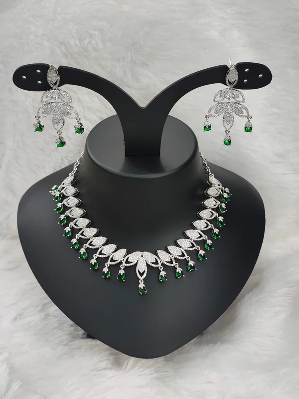 Dark_Green_American_Diamond_Stone_Necklace_with_Earring_Set_For_Women