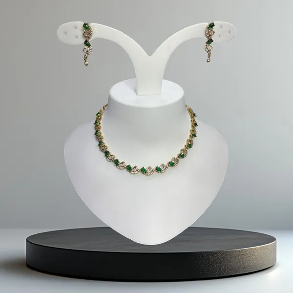 Emerald_Wave_CZ_Necklace_Set_For_Women