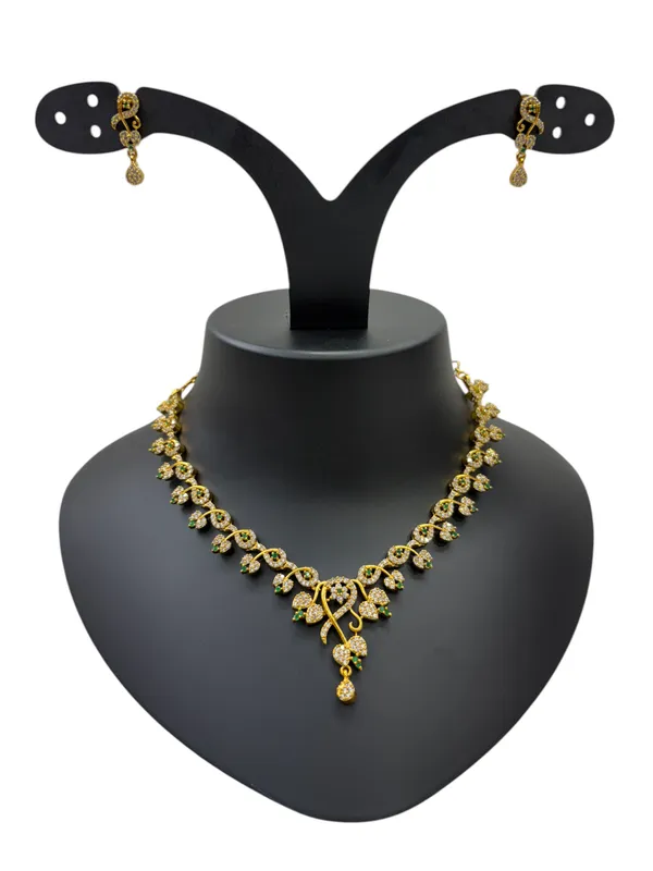 Matt_Gold_American_Diamond_Stone_Necklace_with_Earring_Set_For_Women
