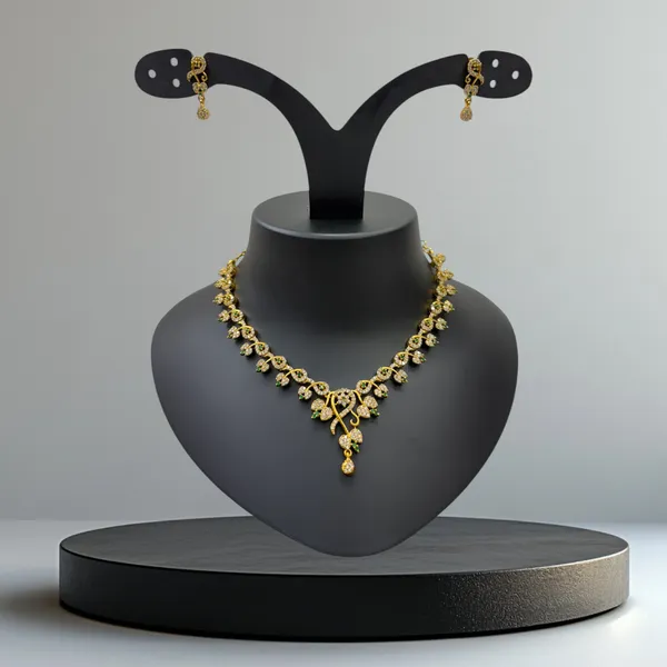 Matt_Gold_American_Diamond_Stone_Necklace_with_Earring_Set_For_Women