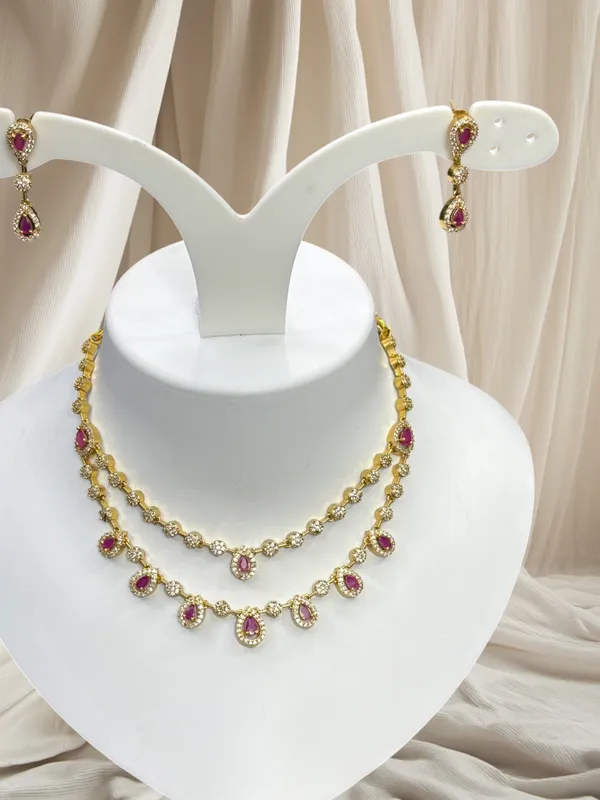 Matt_Gold_Ruby_Drop_Layered_Necklace_Set_For_Women