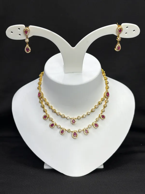 Matt_Gold_Ruby_Drop_Layered_Necklace_Set_For_Women