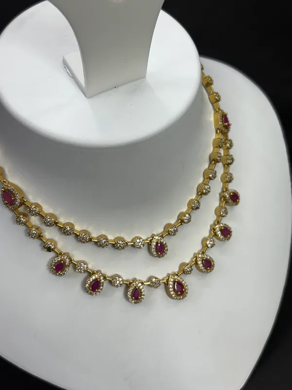 Matt_Gold_Ruby_Drop_Layered_Necklace_Set_For_Women