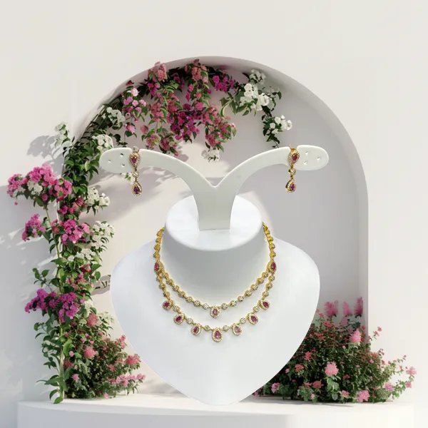 Matt_Gold_Ruby_Drop_Layered_Necklace_Set_For_Women