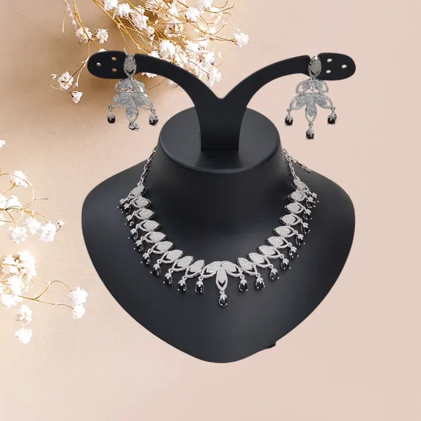 Black_American_Diamond_Stone_Necklace_with_Earring_Set_For_Women
