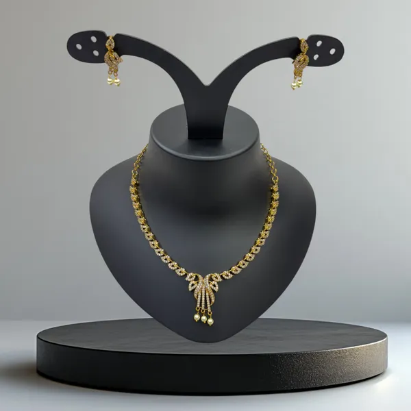 Matt_Gold_American_Diamond_Stone_Necklace_with_Earring_Set_For_Women