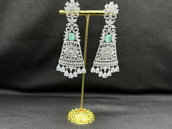 Deep_Mint_American_Diamond_Stone_Earring_Set_For_Women