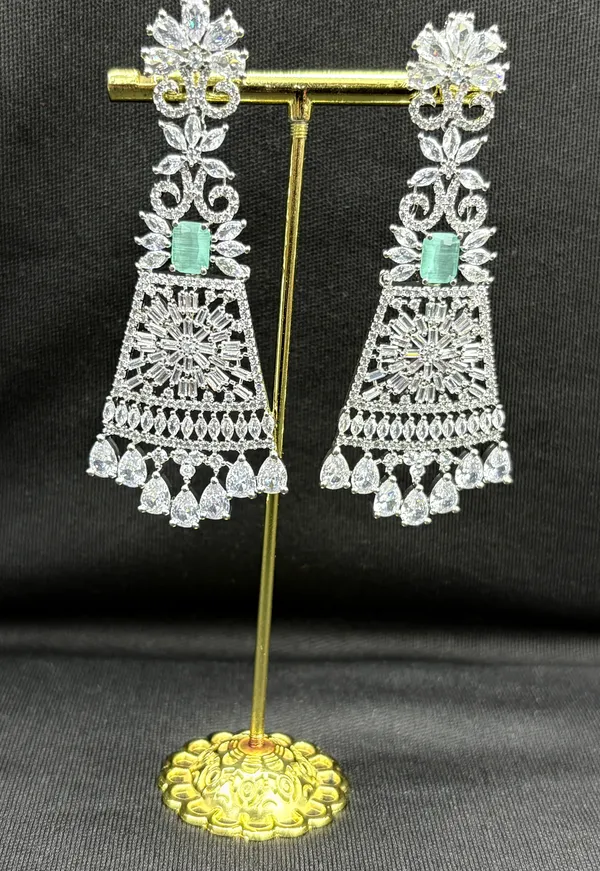 Deep_Mint_American_Diamond_Stone_Earring_Set_For_Women