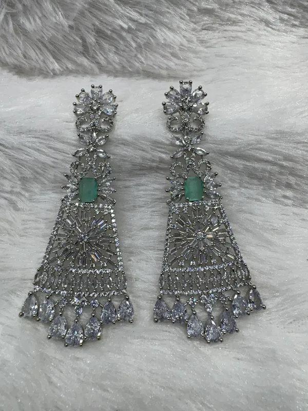 Deep_Mint_American_Diamond_Stone_Earring_Set_For_Women