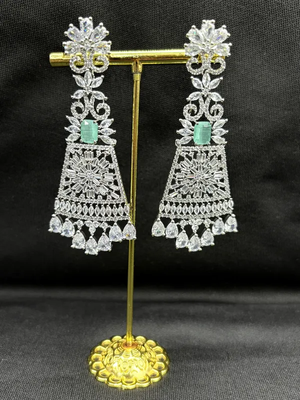 Deep_Mint_American_Diamond_Stone_Earring_Set_For_Women