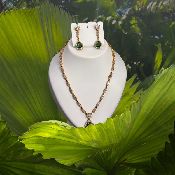 Emerald_Drop_Elegance_Necklace_with_Earring_Set_For_Women