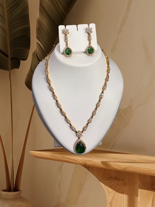 Emerald_Drop_Elegance_Necklace_with_Earring_Set_For_Women