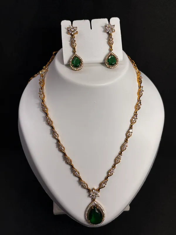 Emerald_Drop_Elegance_Necklace_with_Earring_Set_For_Women