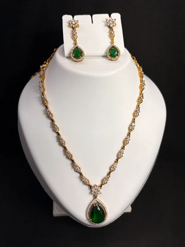 Emerald_Drop_Elegance_Necklace_with_Earring_Set_For_Women